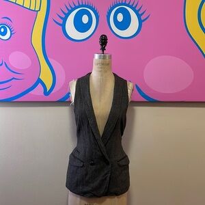 GAP Gray Brown Tweed Vest Blue Box Logo